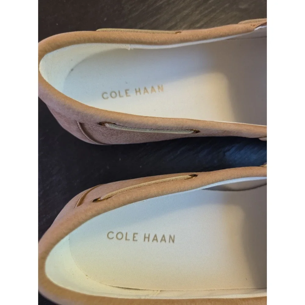 Cole Haan Womens Bayport Boat Shoes Biscuit Tumbled Lt. Sz 9.5M NEW! W33652 $160